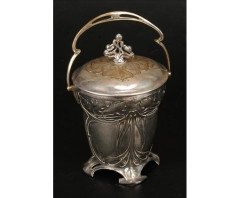 WMF. Art Nouveau silvered metal biscuit box and cover - Thumbnail 1