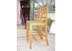 Heal's of London. A Well-Crafted rare pair of Heal's and Co Oak lattice back music/breakfast bar stools - Thumbnail 2