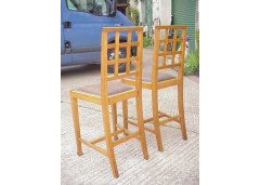 Heal's of London. A Well-Crafted rare pair of Heal's and Co Oak lattice back music/breakfast bar stools - Thumbnail 3