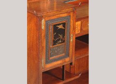 E. W. Godwin. Rare Anglo-Japanese walnut and lacquer 'Pagoda' side cabinet - Thumbnail 2