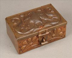 John Pearson. embossed copper and cedar rectangular casket - Thumbnail 1
