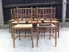 William Morris. A run of beech and Oak Sussex chairs - Thumbnail 4