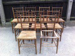 William Morris. A run of beech and oak Sussex chairs - Thumbnail 5