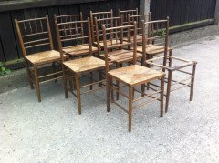 William Morris. A run of beech and Oak Sussex chairs - Thumbnail 6