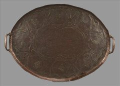 John Pearson. Arts & Crafts copper twin handled oval tray - Thumbnail 1