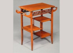 Heal's of London. A matched pair of Anglo-Japanese walnut 'Pagoda' side tables - Thumbnail 1
