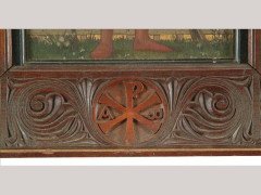 Henry Stacy-Marks. An oil on gilded panel in the medieval, Style of. A gentleman passing his loved one a flower - Thumbnail 3