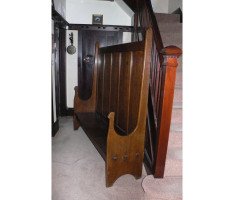 Edgar Wood. A stunning and pure Arts & Crafts Oak settle - Thumbnail 1