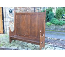 Edgar Wood. A stunning and pure Arts & Crafts Oak settle - Thumbnail 3