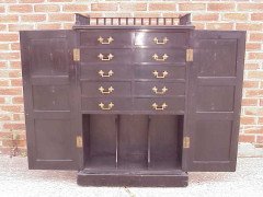 Dr. Christopher Dresser Attributed, an ebonised music cabinet, with six painted panels Attributed, to Moyr Smith - Thumbnail 3