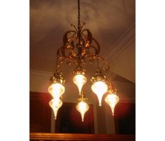 W. A. S. Benson. A fantastic Arts & Crafts copper chandelier - Thumbnail 1