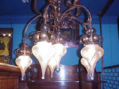 W. A. S. Benson. A fantastic Arts & Crafts copper chandelier - Thumbnail 5