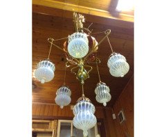 W. A. S. Benson. outstanding and extremely rare Arts & Crafts copper and brass chandelier - Thumbnail 1