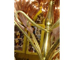 W. A. S. Benson. outstanding and extremely rare Arts & Crafts copper and brass chandelier - Thumbnail 8