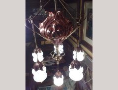 W. A. S. Benson. outstanding and extremely rare Arts & Crafts copper and brass chandelier - Thumbnail 22