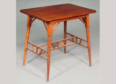 E. W. Godwin Attributed, possibly for Liberty & Co. A mahogany oblong table with splay ring-turned supports - Thumbnail 1