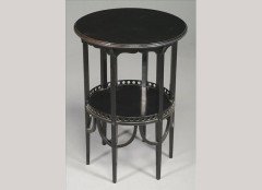 Morris & Co. Attributed, Two similar Aesthetic Movement ebonised circular wine tables - Thumbnail 2
