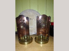 W. A. S. Benson. A near pair of brass and copper night candle holder - Thumbnail 1