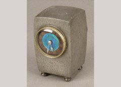 Liberty & Co. A hammered pewter and enamel small clock - Thumbnail 1