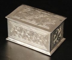 William Henry Mawson for Keswick Home Industries. Arts & Crafts electro-plated rectangular box - Thumbnail 1