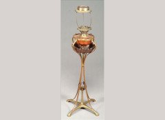 W. A. S. Benson. A brass and copper standard oil lamp - Thumbnail 1