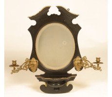 Aesthetic Movement Ebonised and Gilt mirror with sconces - Thumbnail 1
