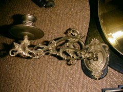 Aesthetic Movement Ebonised and Gilt mirror with sconces - Thumbnail 3