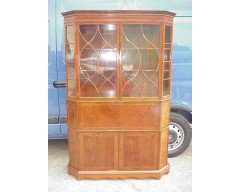 George Jack for Morris & Co. A figured mahogany, Chequer and line inlaid secretaire bookcase - Thumbnail 1