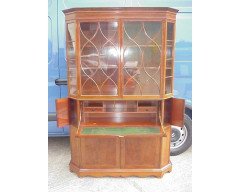 George Jack for Morris & Co. A figured mahogany, Chequer and line inlaid secretaire bookcase - Thumbnail 2