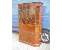George Jack for Morris & Co. A figured mahogany, Chequer and line inlaid secretaire bookcase - Thumbnail 3