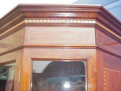 George Jack for Morris & Co. A figured mahogany, Chequer and line inlaid secretaire bookcase - Thumbnail 4