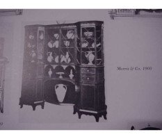 George Jack for Morris & Co. A figured mahogany, Chequer and line inlaid secretaire bookcase - Thumbnail 10