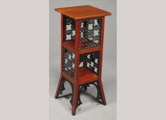 Liberty & Co. Anglo-Moorish walnut and ebonised lamp standard - Thumbnail 1
