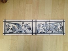 John Moyr Smith for Mintons. Rare set of four tiles with hand painted river birds. - Thumbnail 1