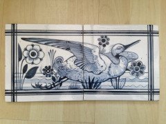 John Moyr Smith for Mintons. Rare set of four tiles with hand painted river birds. - Thumbnail 2