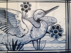 John Moyr Smith for Mintons. Rare set of four tiles with hand painted river birds. - Thumbnail 3