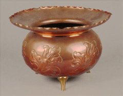 Dr. Christopher Dresser for Benham and Froud. Arts & Crafts copper cauldron shape jardiniere - Thumbnail 1
