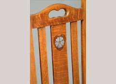 J. S. Henry (possibly). A set of six Arts & Crafts Oak and inlaid dining chairs - Thumbnail 3