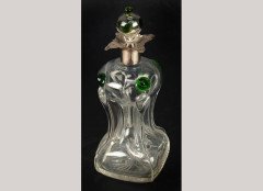 William Aitken. An Arts & Crafts Silver Mounted Clear and Green Glass Spirit Decanter and Stopper - Thumbnail 1