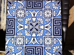 Dr. Christopher Dresser for Minton, Rare 8" Blue Enamelled Tiles, Set of 22 - Thumbnail 2