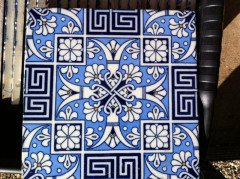 Dr. Christopher Dresser for Minton, Rare 8" Blue Enamelled Tiles, Set of 22 - Thumbnail 5
