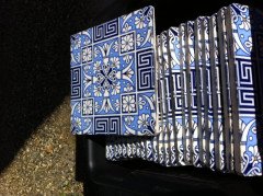 Dr. Christopher Dresser for Minton, Rare 8" Blue Enamelled Tiles, Set of 22 - Thumbnail 6