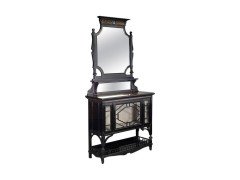 W J Estall (possibly). ebonised Anglo-Japanese cabinet of supreme quality with Amboyna serving area - Thumbnail 1