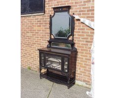 W J Estall (possibly). ebonised Anglo-Japanese cabinet of supreme quality with Amboyna serving area - Thumbnail 2
