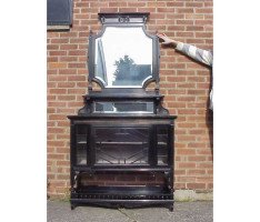 W J Estall (possibly). ebonised Anglo-Japanese cabinet of supreme quality with Amboyna serving area - Thumbnail 3