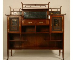 E. W. Godwin. A rare Anglo-Japanese walnut and lacquer side cabinet - Thumbnail 1