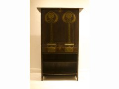 C. R. Mackintosh. A cypress wood and brass writing cabinet merly green stained - Thumbnail 1