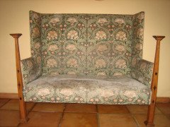 J. S. Henry Attributed, Oak and inlaid sofa and Armchair - Thumbnail 2