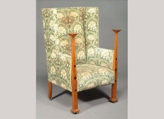 J. S. Henry Attributed, Oak and inlaid sofa and Armchair - Thumbnail 3