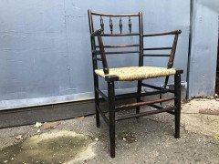 William Morris. A pair of Sussex rush seat Armchair - Thumbnail 3